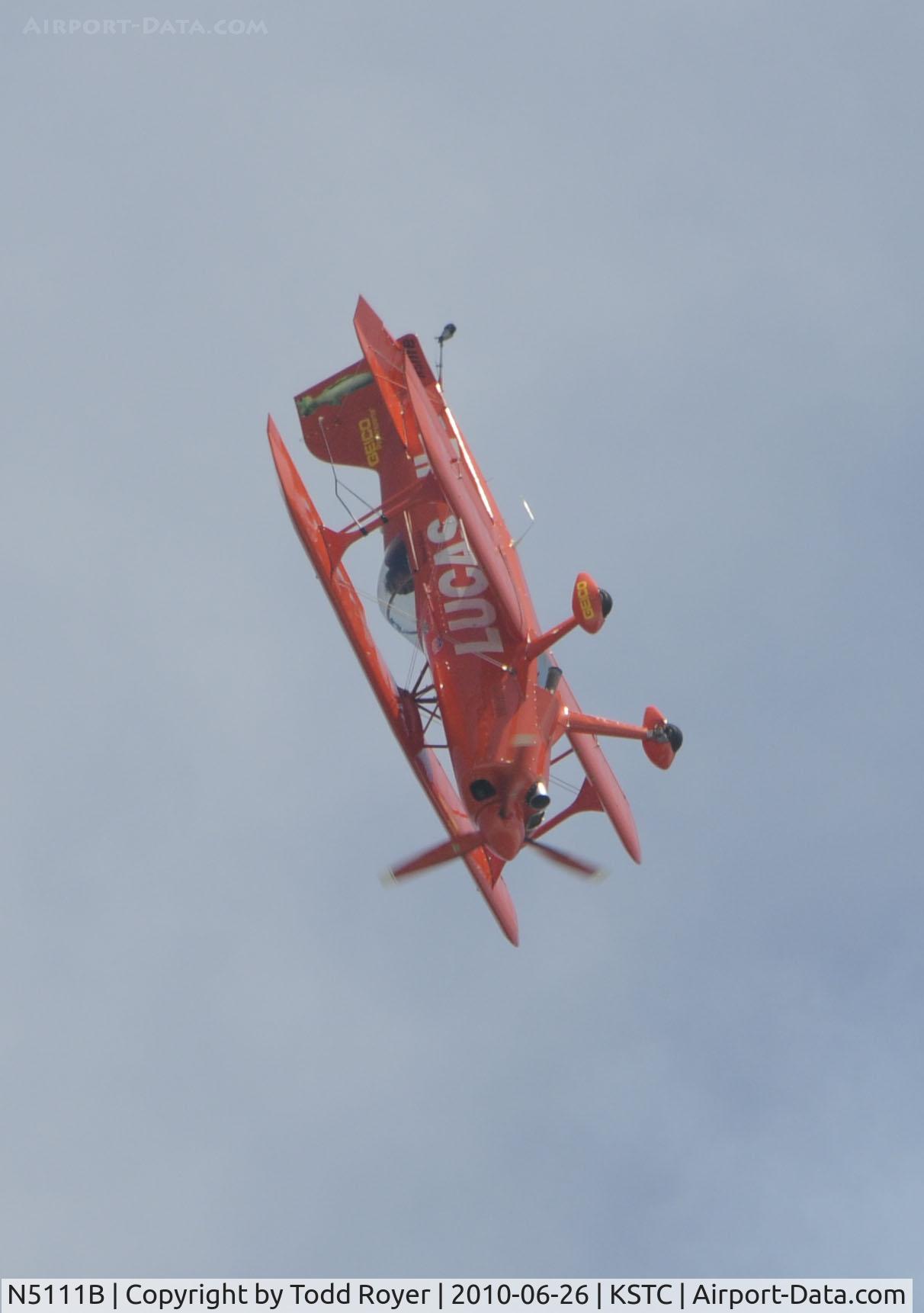 N5111B, 1998 Pitts S-1-11B Super Stinker C/N 4003, performing at the 2010 Great Minnesota Air Show