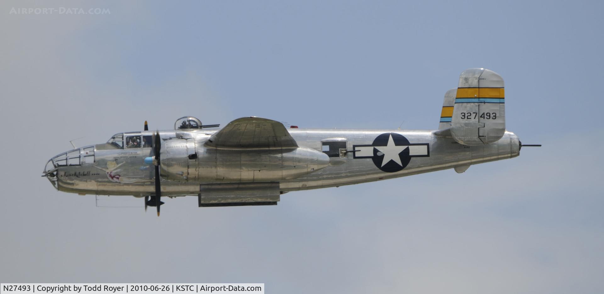 N27493, 1944 North American TB-25K Mitchell C/N 44-29869/108-33144, performing at the 2010 Great Minnesota Air Show