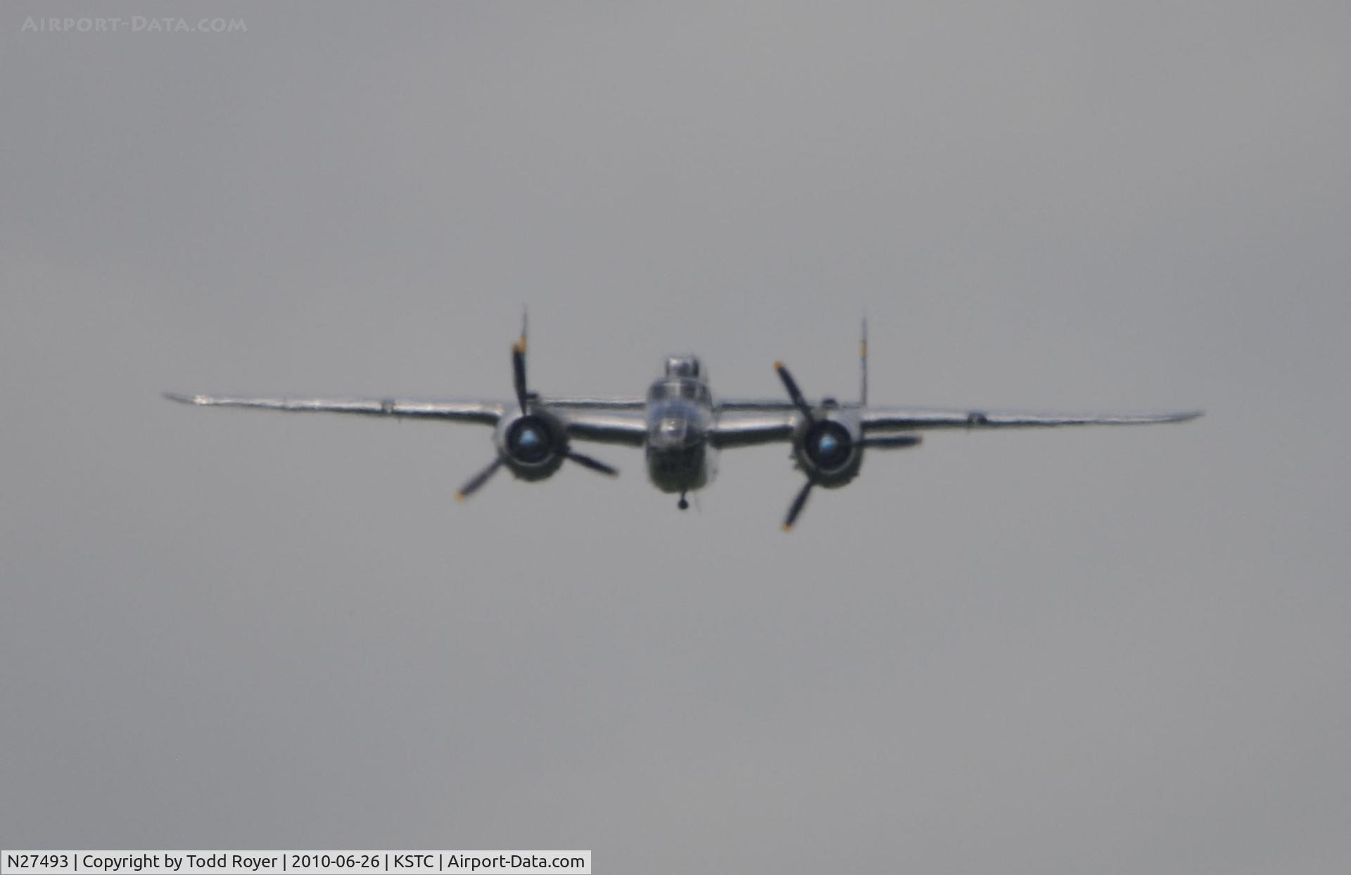 N27493, 1944 North American TB-25K Mitchell C/N 44-29869/108-33144, performing at the 2010 Great Minnesota Air Show