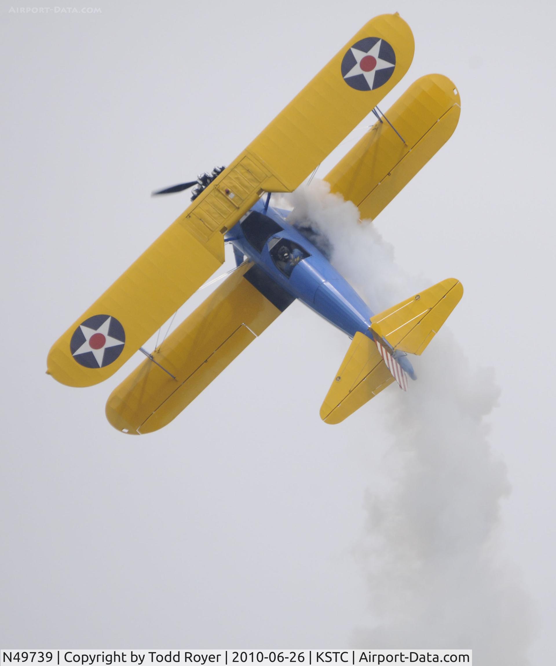 N49739, 1943 Boeing A75N1(PT17) C/N 75-4462, performing at the 2010 Great Minnesota Air Show