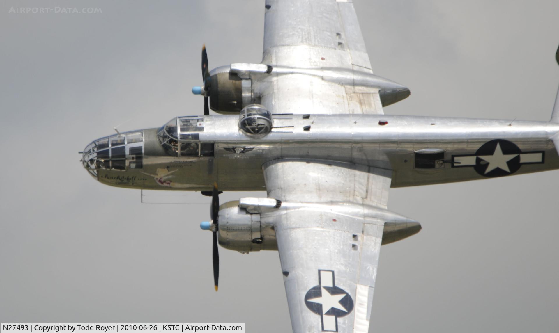 N27493, 1944 North American TB-25K Mitchell C/N 44-29869/108-33144, performing at the 2010 Great Minnesota Air Show