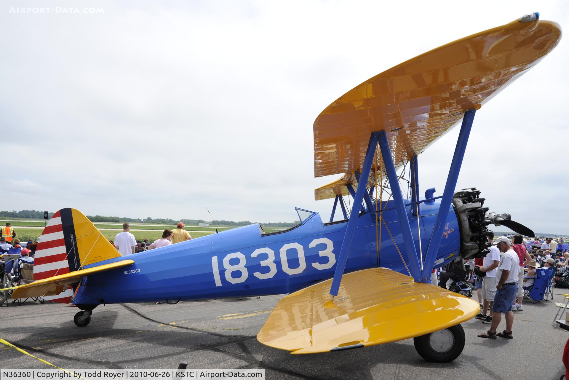 N36360, 1942 Boeing PT-13D Kaydet (E75) C/N 75-5887, on display at the 2010 Great Minnesota air Show