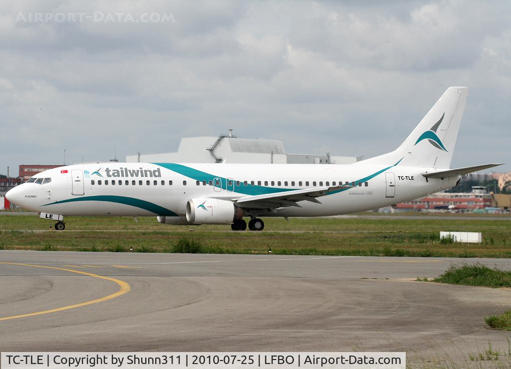 TC-TLE, 1997 Boeing 737-4Q8 C/N 27628, Taxiing holding point rwy 32R for departure... On lease to Tunisair for summer 2010...