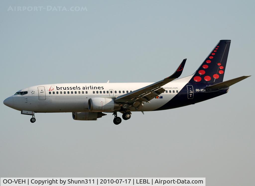 OO-VEH, 1998 Boeing 737-36N C/N 28571, Landing rwy 25R with winglets...