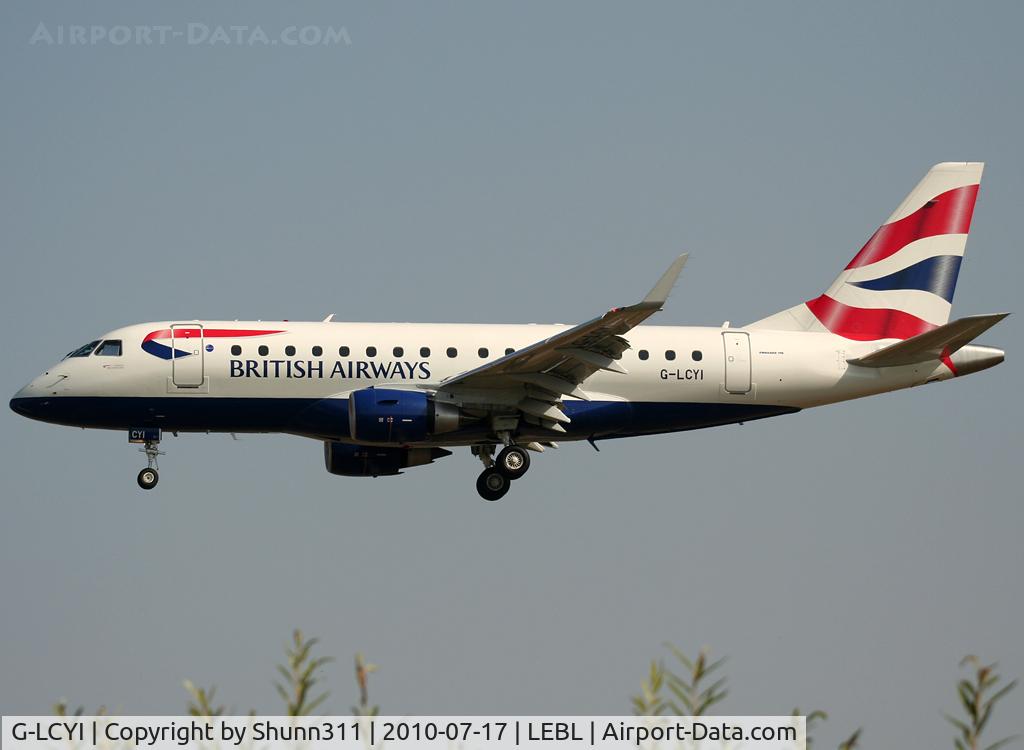 G-LCYI, 2010 Embraer 170STD (ERJ-170-100STD) C/N 17000305, Landing rwy 25R
