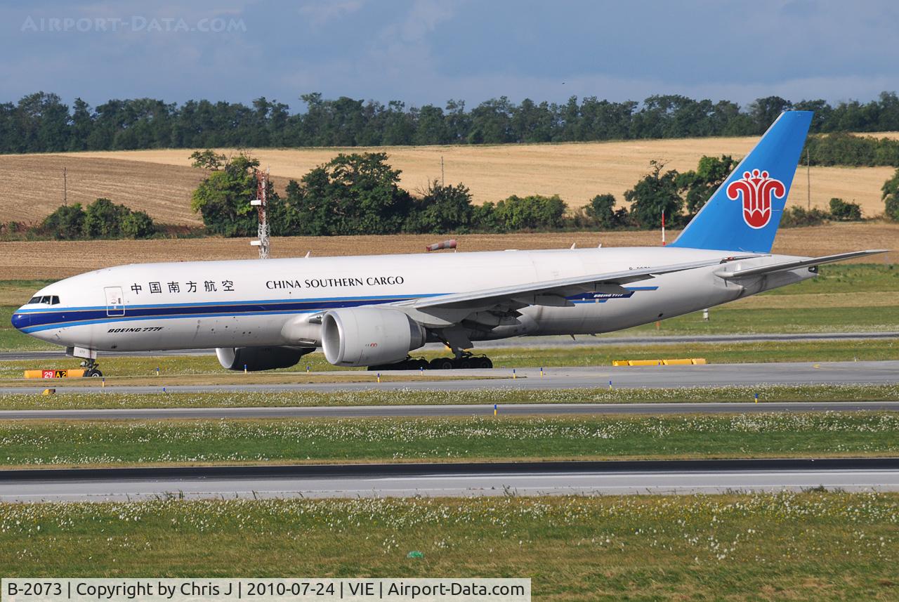 B-2073, 2009 Boeing 777-F1B C/N 37311, First day of China Southern Cargo operations to Vienna. One of the first pictures.