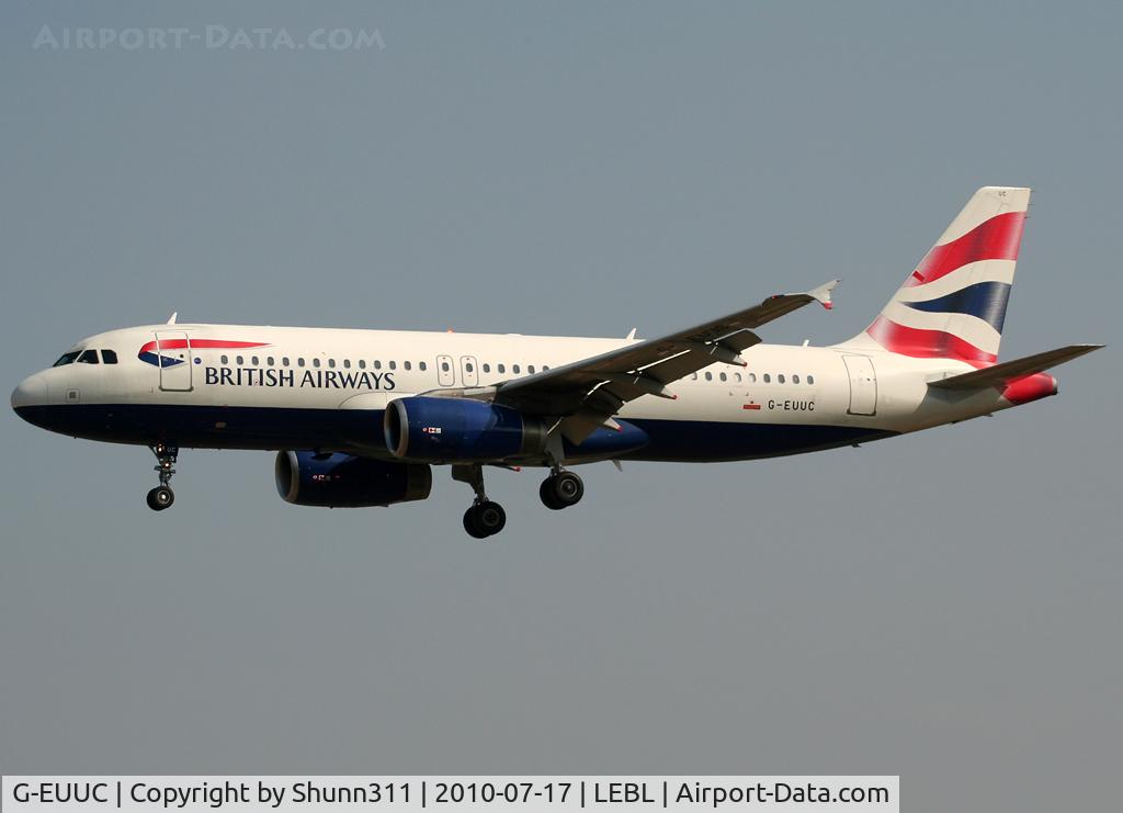 G-EUUC, 2001 Airbus A320-232 C/N 1696, Landing rwy 25R