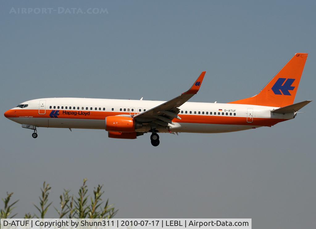 D-ATUF, 2006 Boeing 737-8K5 C/N 34687, Landing rwy 25R in old Hapag-Lloyd c/s...