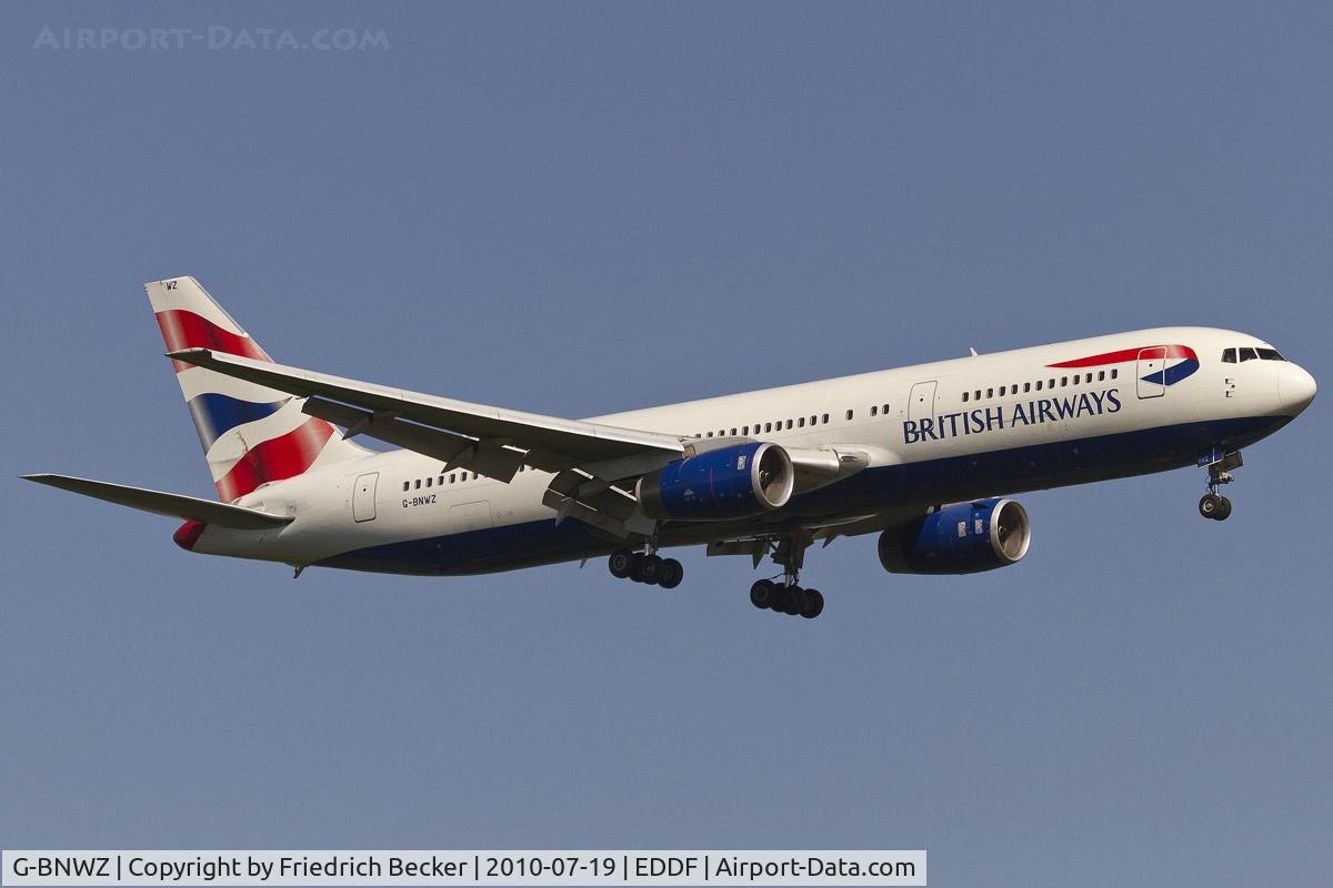 G-BNWZ, 1997 Boeing 767-336/ER C/N 25733, on final RW07R