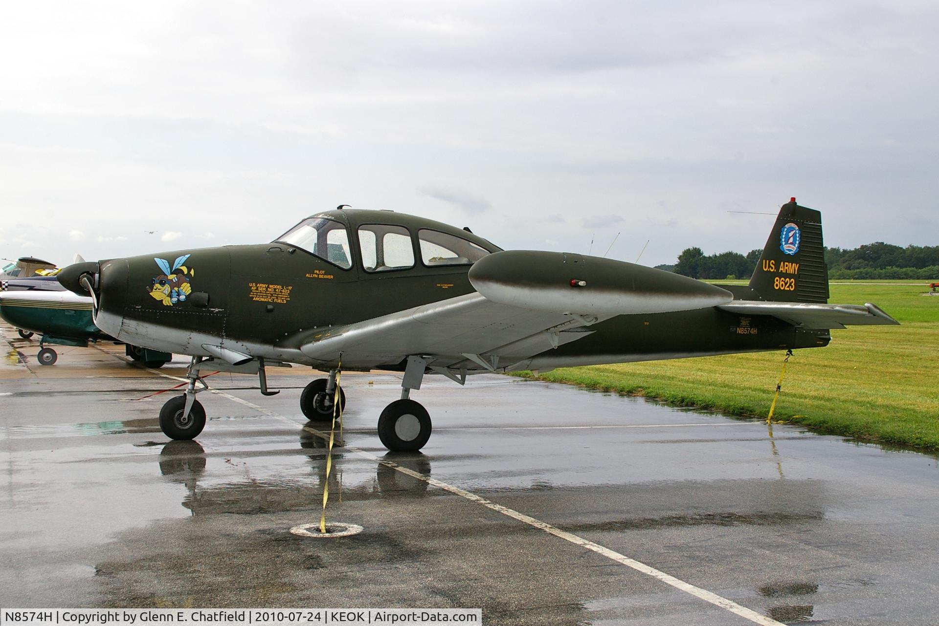 N8574H, 1947 North American Navion (NA-145) C/N NAV-4-623, Warbird wannabe at the L-bird fly in