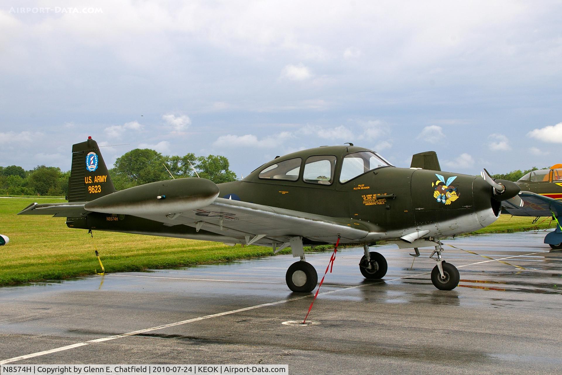 N8574H, 1947 North American Navion (NA-145) C/N NAV-4-623, Warbird wannabe at the L-bird fly in