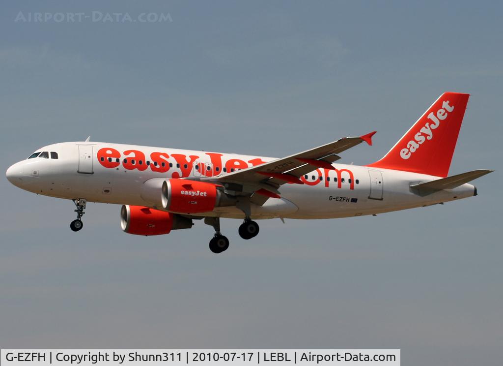 G-EZFH, 2009 Airbus A319-111 C/N 3854, Landing rwy 25R