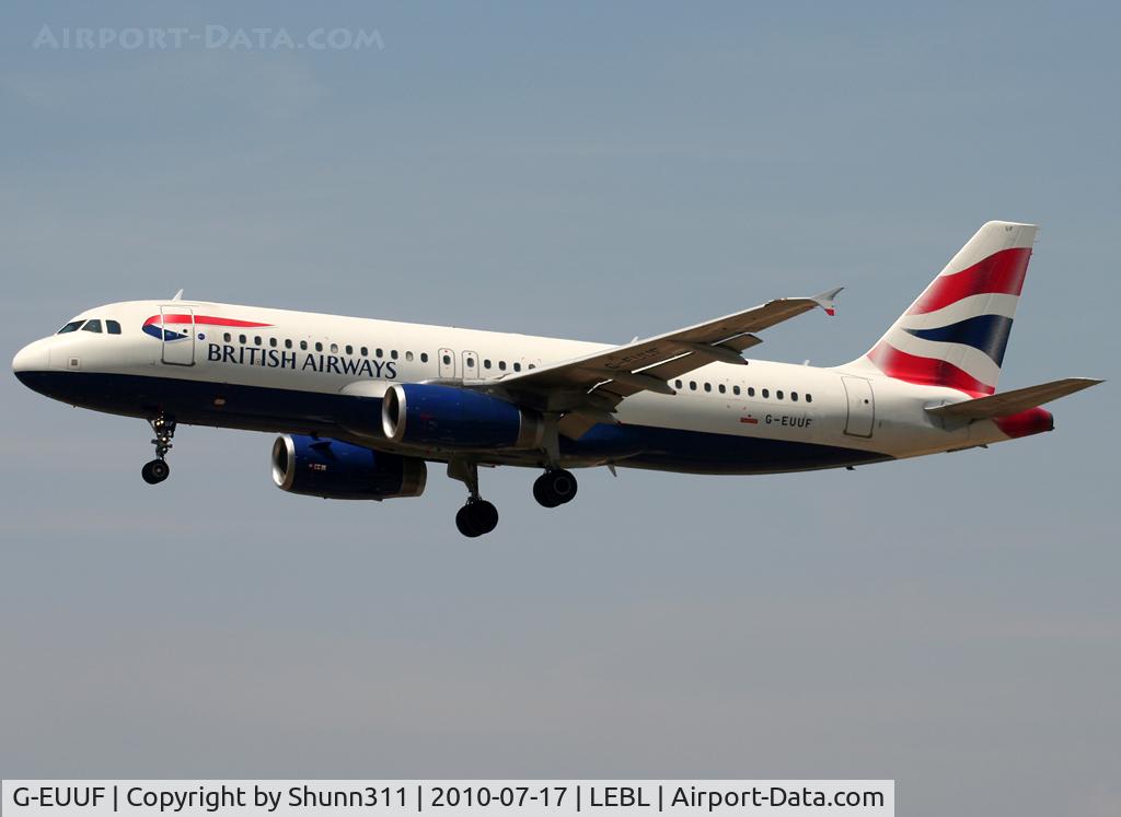 G-EUUF, 2002 Airbus A320-232 C/N 1814, Landing rwy 25R