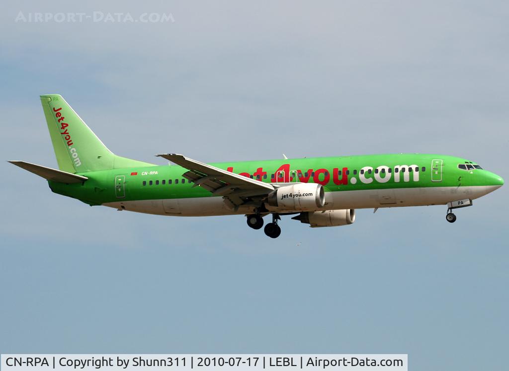 CN-RPA, 1990 Boeing 737-4B3 C/N 24750, Landing rwy 25R