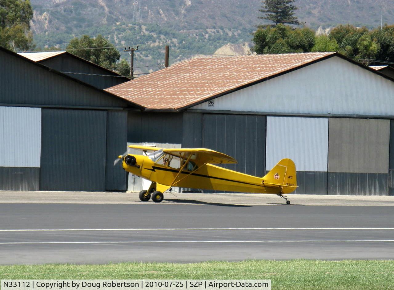 N33112, 1940 Piper J3C-65 Cub Cub C/N 5830, 1940 Piper J3C-65 CUB, Continental C90 90 Hp, taxi after landiing