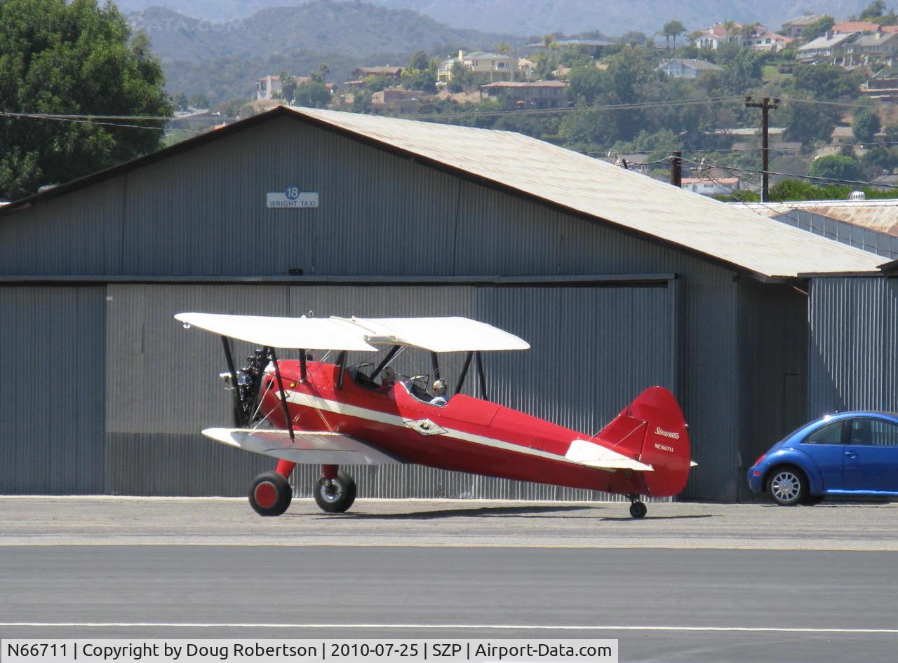 N66711, 1941 Boeing IB75A C/N 75-1675, 1941 Boeing Stearman IB75A, Jacobs R-755B2 275 Hp, Restricted experimental class, taxi