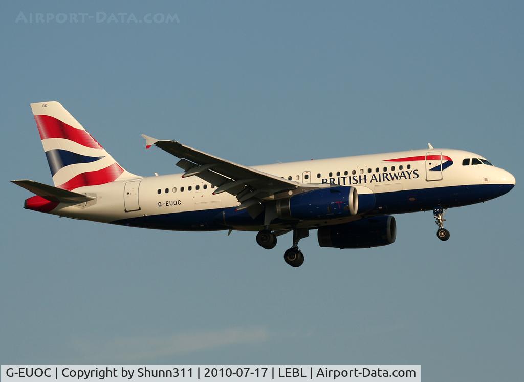 G-EUOC, 2001 Airbus A319-131 C/N 1537, Landing rwy 25R