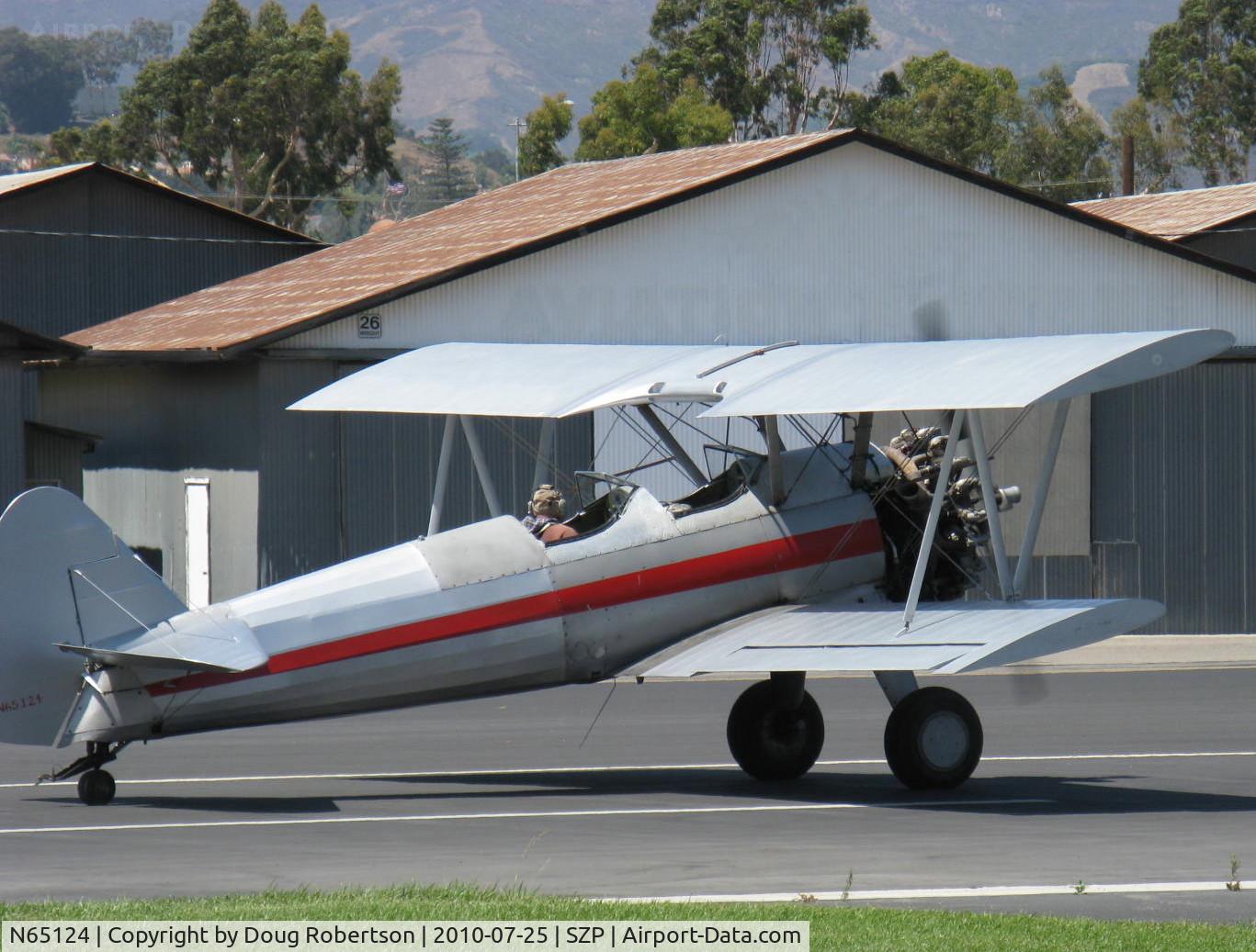 N65124, 1943 Boeing A75N1(PT17) C/N 75-1260, 1943 Boeing Stearman A75N1 'Spirit of OPEC', P&W R-985 Wasp Jr. (by Jacobs) 450 Hp upgrade, square wingtips, Restr. Exp. class, on Rwy 04 to make 180 deg. turn to Rwy 22 for smoke takeoff practice