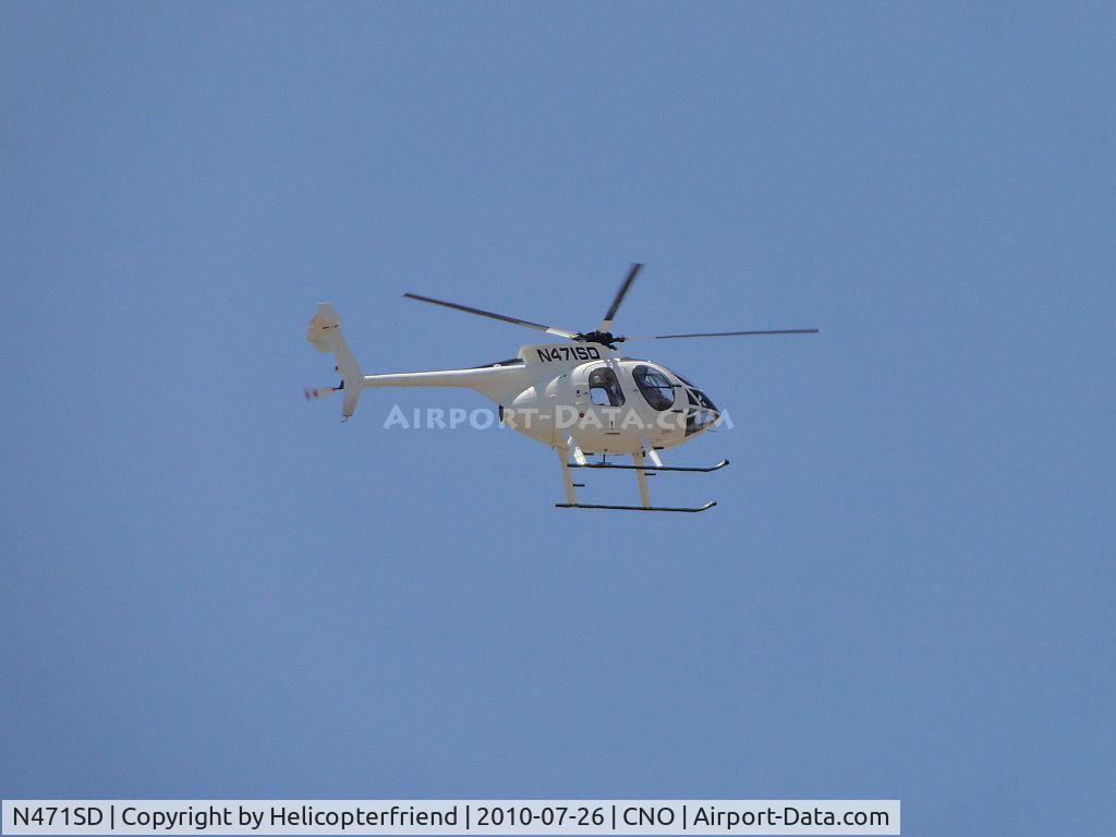 N471SD, Hughes 369E C/N 0179E, Just took off from CNO heading west from runway 26R/8L