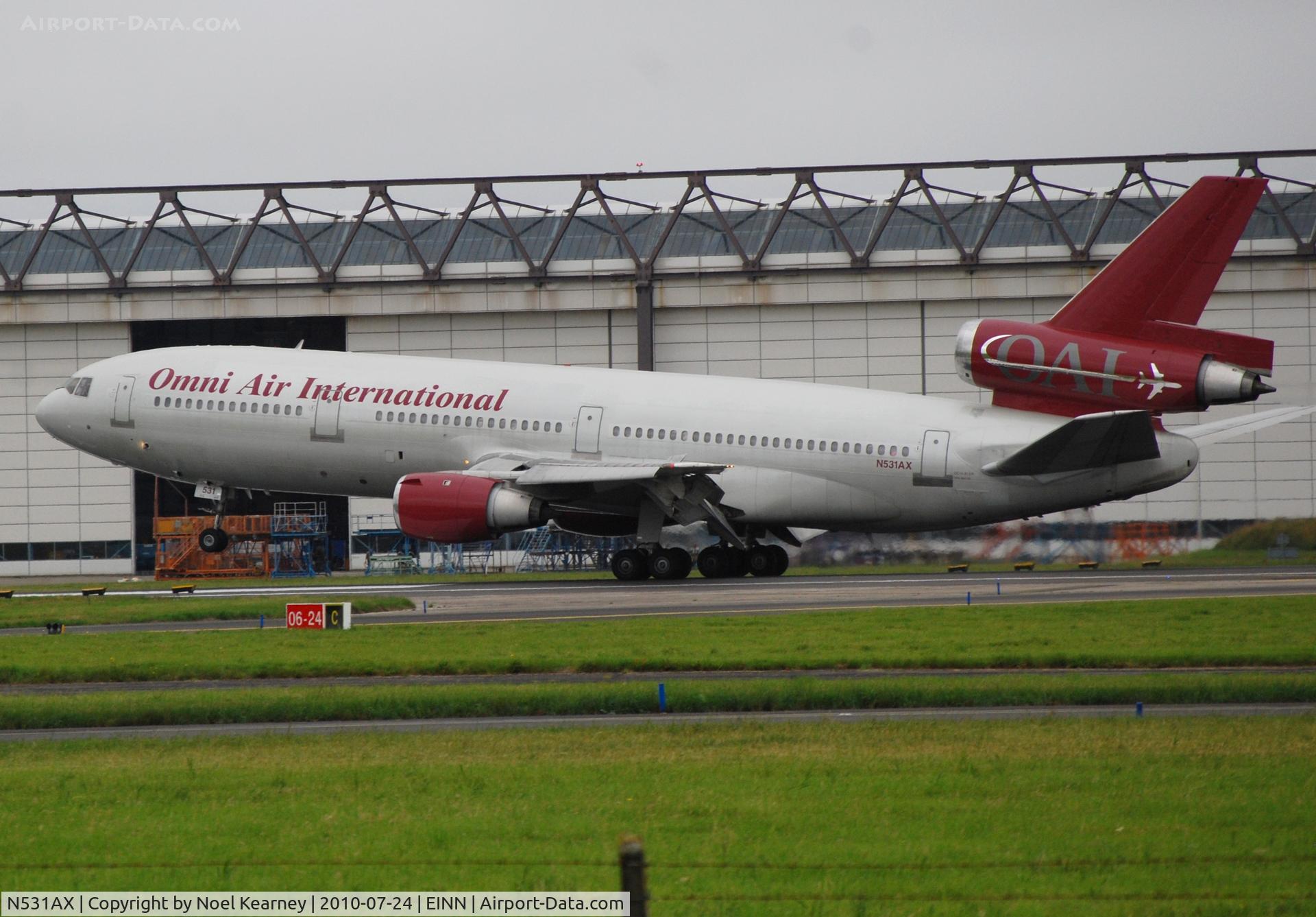 N531AX, 1988 McDonnell Douglas DC-10-30 C/N 48316, Touching down Rwy 24, callsign 'Camber 588'