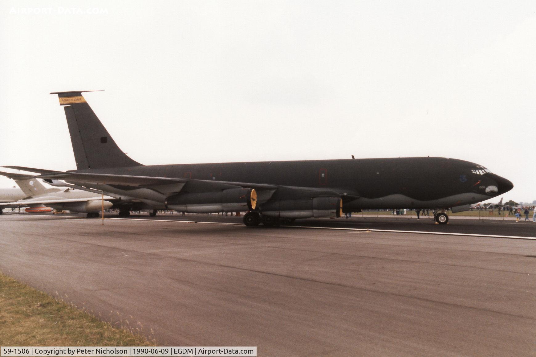 59-1506, 1959 Boeing KC-135E Stratotanker C/N 17994, KC-135E Stratotanker, callsign Shake 89, of 147th Air Refuelling Squadron Pennsylvania ANG on display at the 1990 Boscombe Down Battle of Britain 50th Anniversary Airshow.
