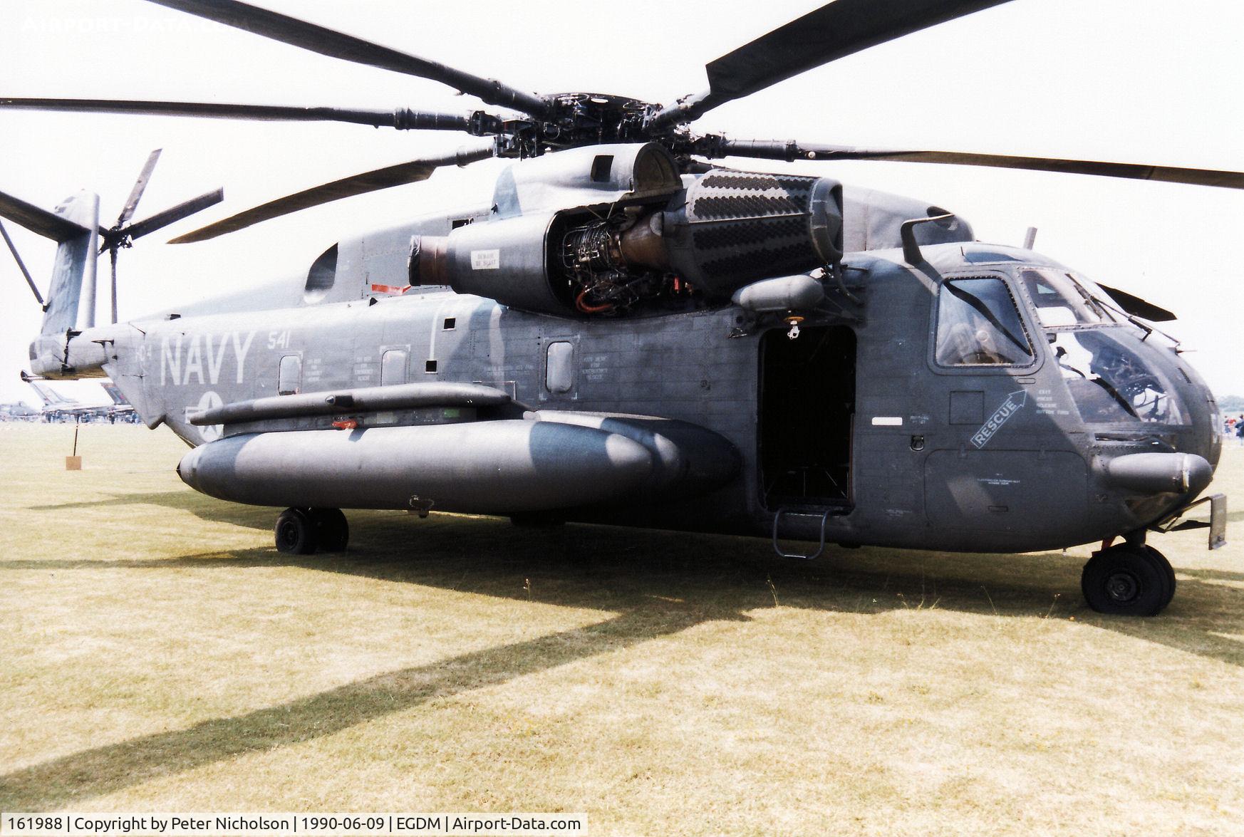 161988, Sikorsky CH-53E Super Stallion C/N 65-465, CH-53E Super Stallion, callsign Navy HC 541, of HC-4 Squadron on display at the 1990 Boscombe Down Battle of Britain 50th Anniversary Airshow.