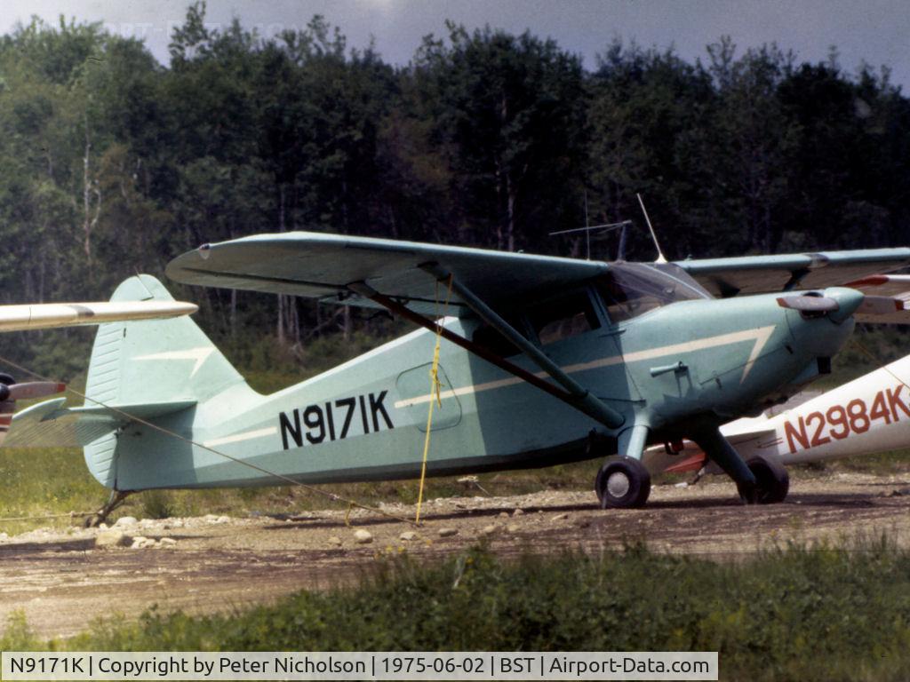 N9171K, 1947 Stinson 108-1 Voyager C/N 108-2171, Stinson Voyager 108 resident at Belfast, Maine in the Summer of 1975.