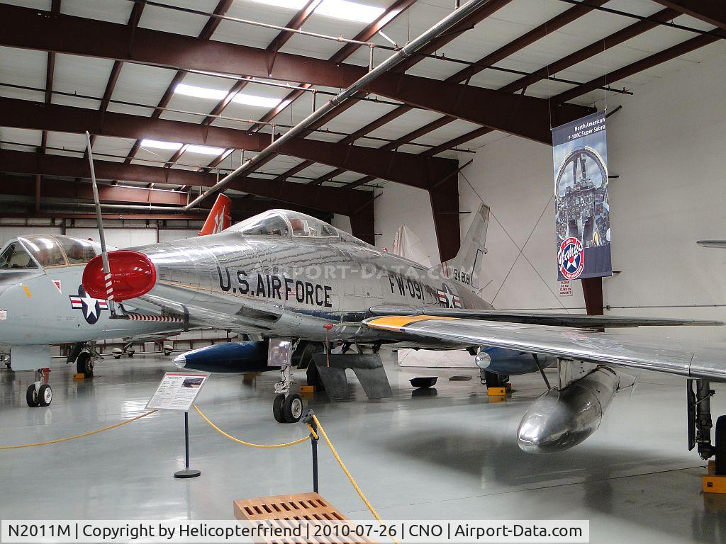 N2011M, 1954 North American F-100C Super Sabre C/N 217-352, 54-2091 was with 435th TFS Jul 1956 to MASDC Dec 6, 1971. Turkish AF as 3-091.  Returned to USA Aug 1989.  Now registered to Albert Hansen of Mojave, CA as N2011M.  Now with Yanks Air Museum, Chino, CA.