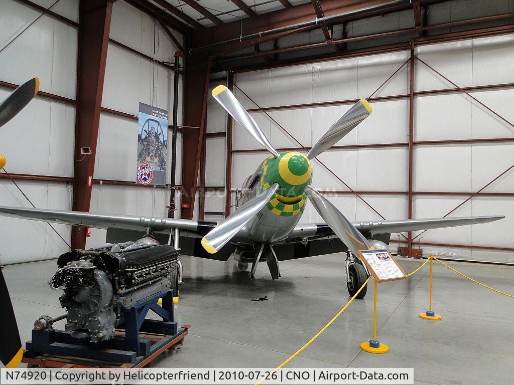 N74920, 1944 North American/aero Classics P-51D C/N 44-74910, Displayed at Yank's Air Museum near an Allison engine