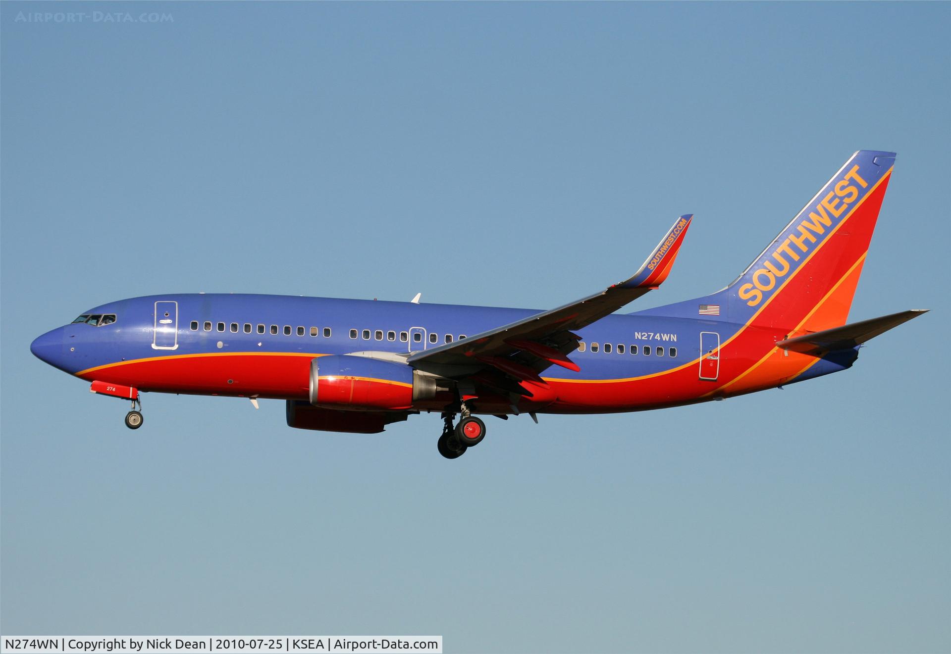 N274WN, 2007 Boeing 737-7H4 C/N 32529, KSEA