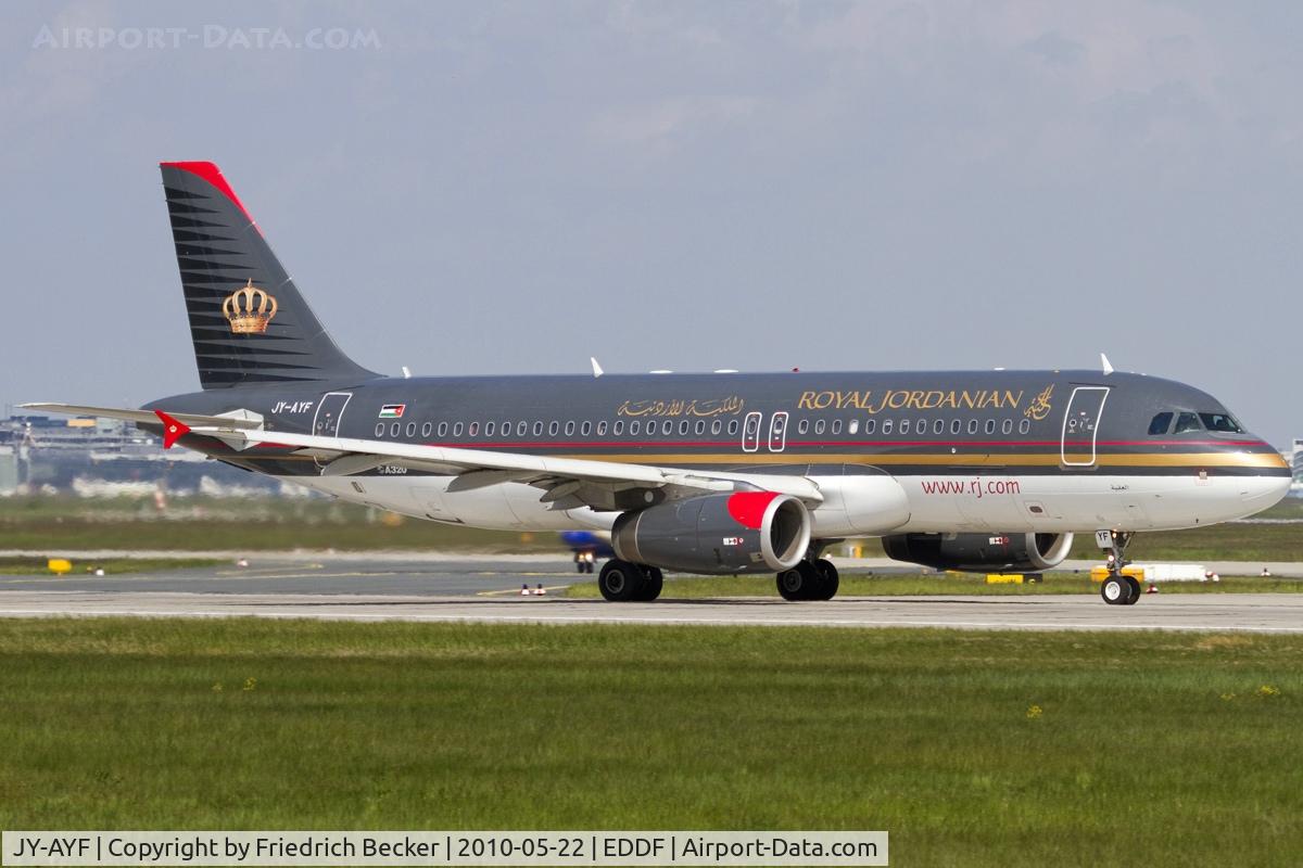 JY-AYF, 2006 Airbus A320-232 C/N 2692, departing via RW18W