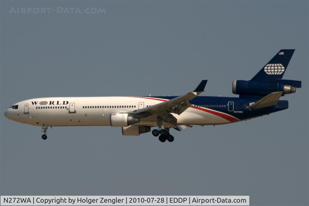 N272WA, 1992 McDonnell Douglas MD-11 C/N 48437, Coming down to LEJ for a rest on the way to a middle east destination