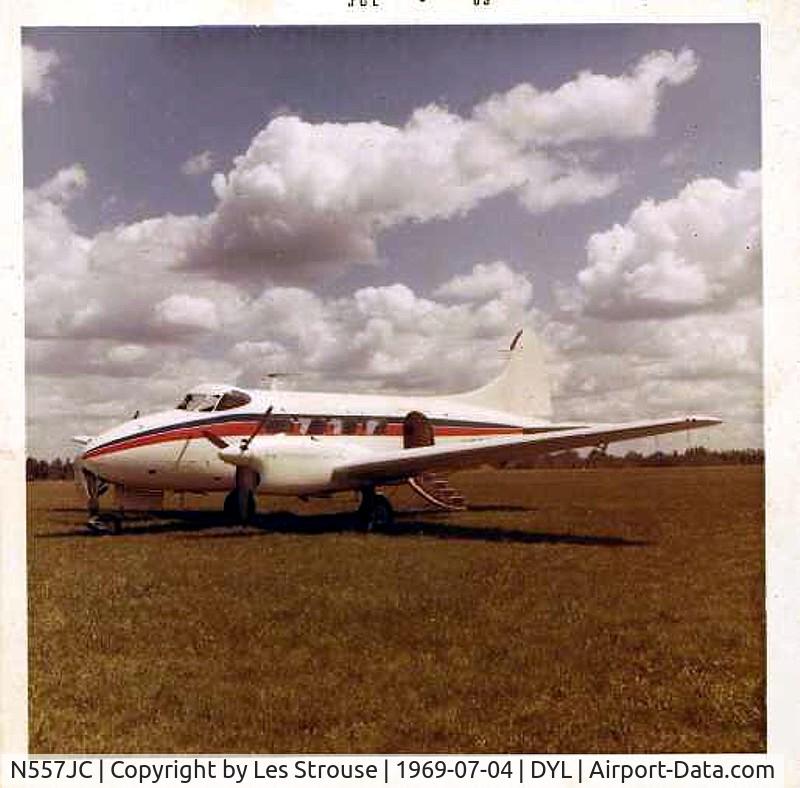 N557JC, 1952 De Havilland DH-104 Dove 5A C/N 04380, Seen during better times.  Last flown by me Aug 1970