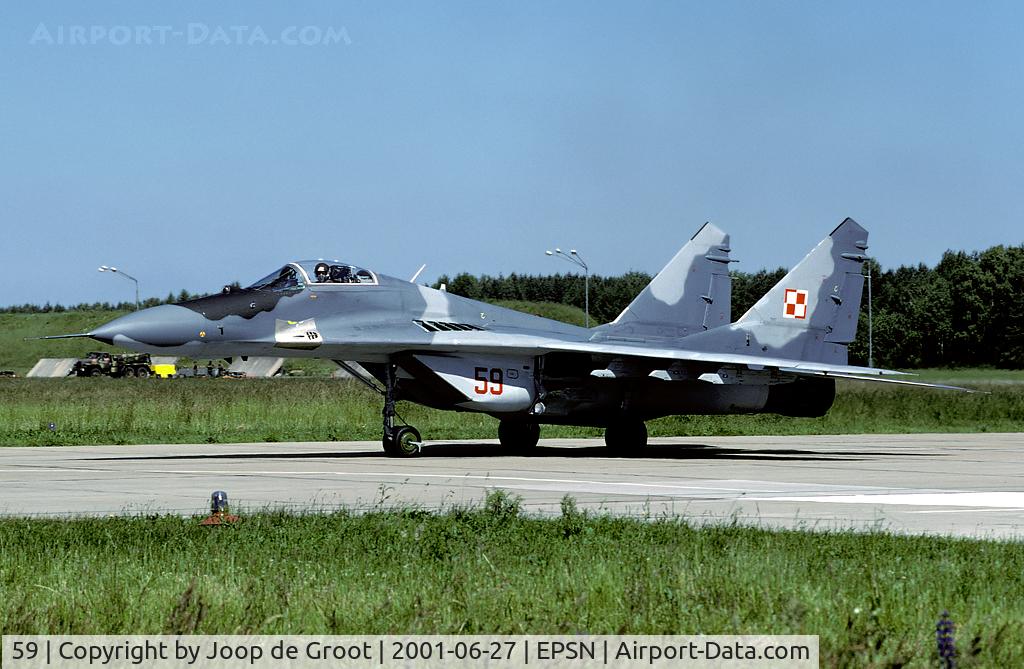59, Mikoyan-Gurevich MiG-29A C/N 2960532359, For an air exercise a numbre of 1 ELT MiG-29s were based at Swidwin.