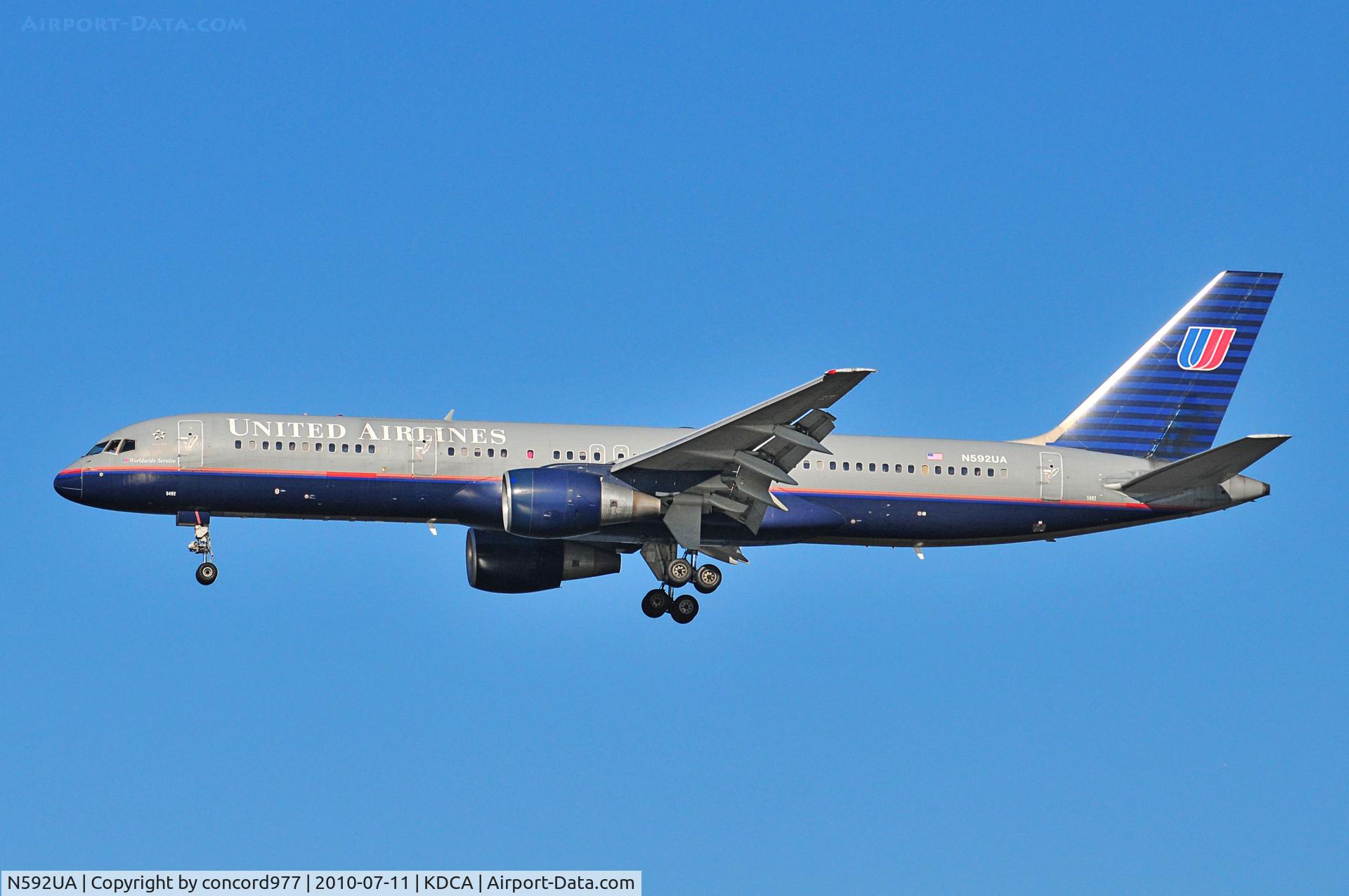N592UA, 1996 Boeing 757-222F C/N 28143, Seen at KDCA on 7/11/2010