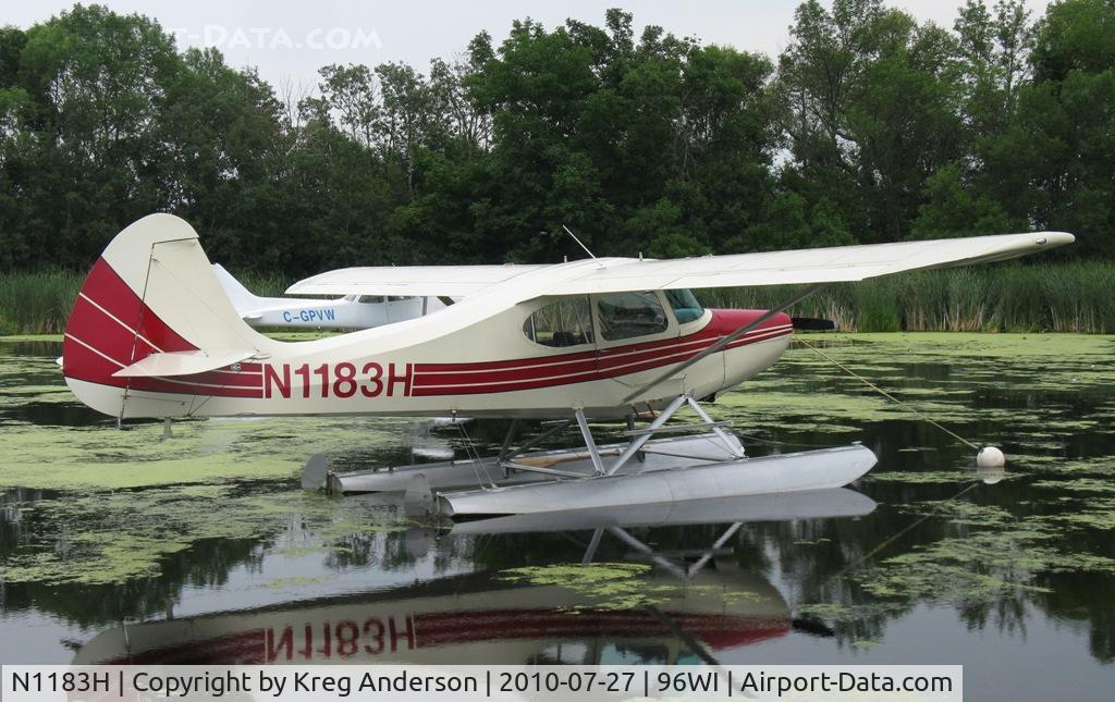 N1183H, 1948 Aeronca 15AC Sedan C/N 15AC-194, Aeronca 15AC Sedan moored at AirVenture 2010.