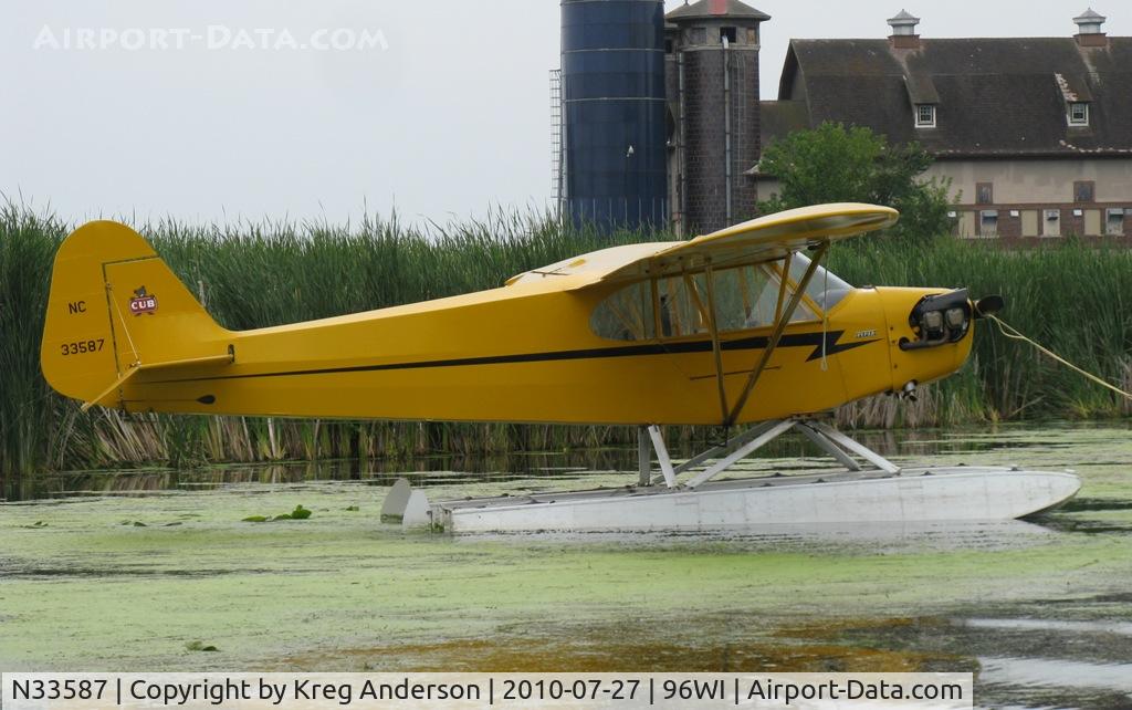 N33587, 1945 Piper J3C-65 Cub Cub C/N 14064, Piper J3C-65 Cub moored at AirVenture 2010.