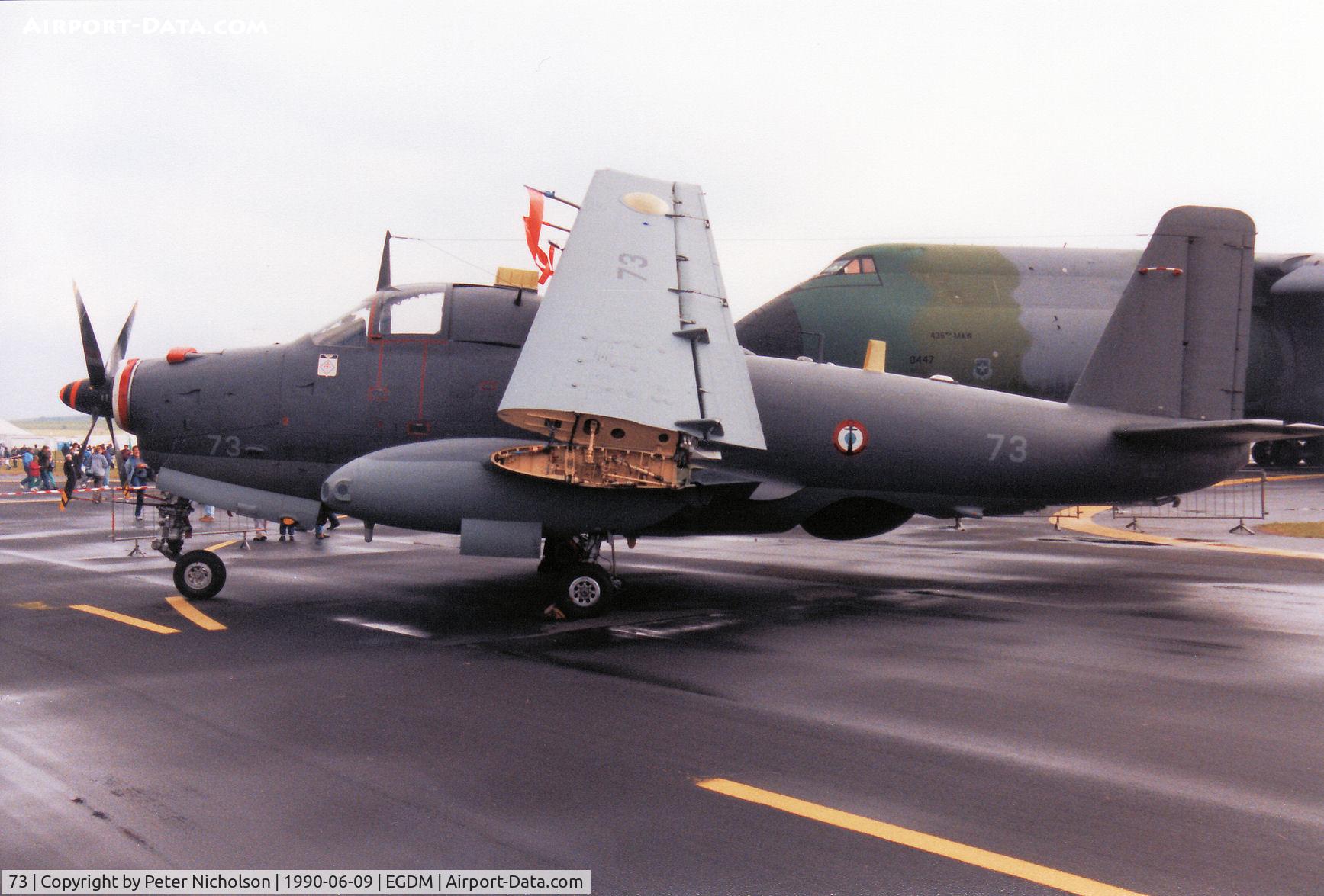 73, Breguet Br.1050 Alize C/N 73, Breguet Alize of 6 Flotille French Aeronavale, callsign FMN 061, on display at the 1990 Boscombe Down Battle of Britain 50th Anniversary Airshow.