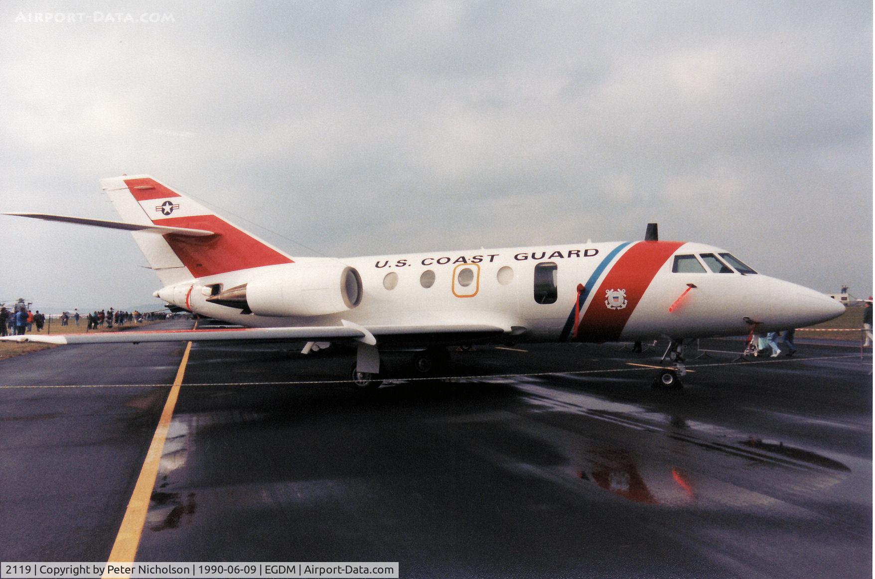 2119, Dassault HU-25A Guardian C/N 424, US Coast Guard HU-25A Guardian on display at the 1990 Boscombe Down Battle of Britain 50th Anniversary Airshow.