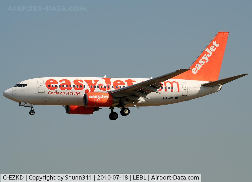 G-EZKD, 2004 Boeing 737-73V C/N 32425, Landing rwy 25R