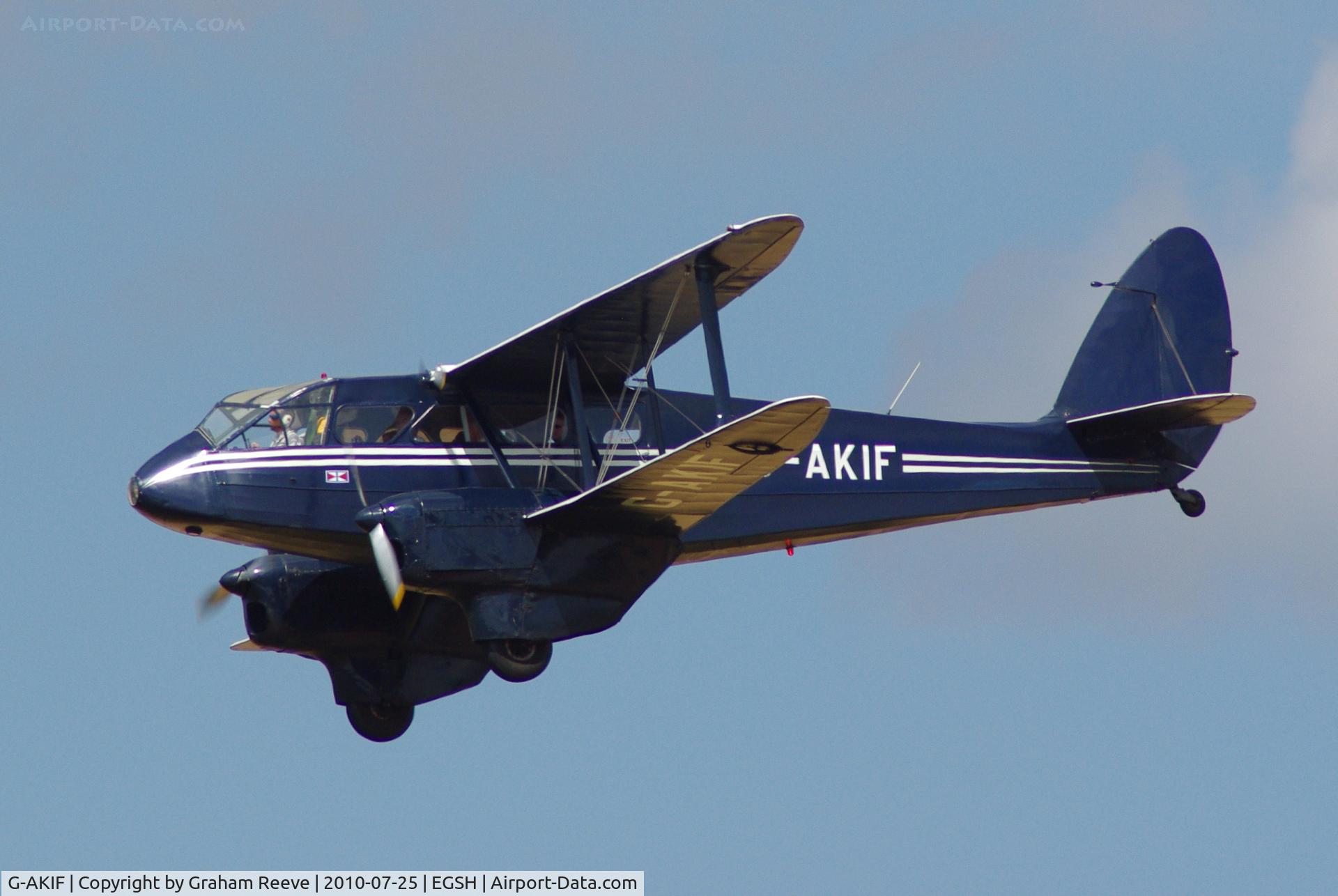 G-AKIF, 1944 De Havilland DH-89A Dominie/Dragon Rapide C/N 6838, About to land at Norwich.
