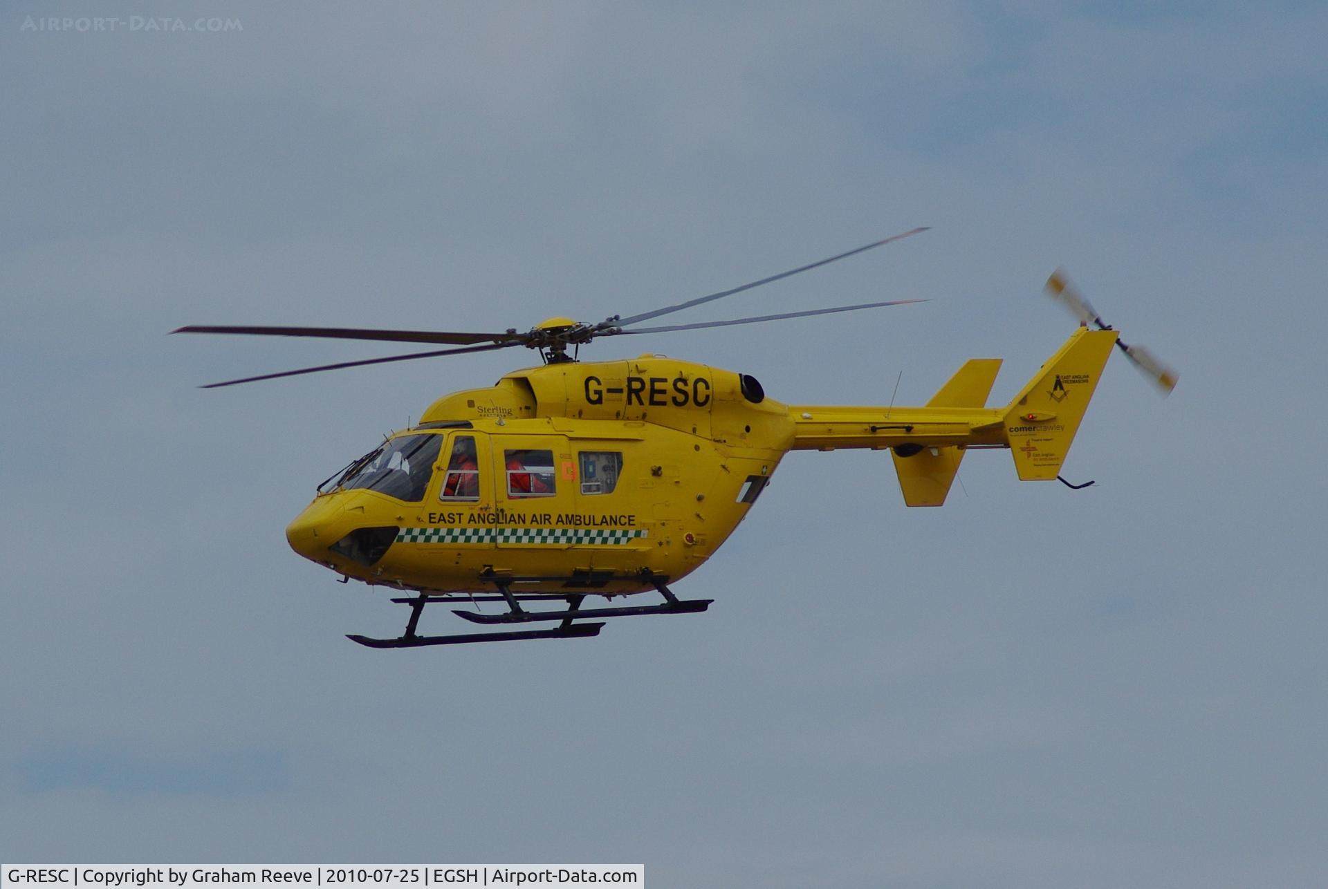 G-RESC, 1996 Eurocopter-Kawasaki BK-117C-1 C/N 7504, On finals to Norwich.
