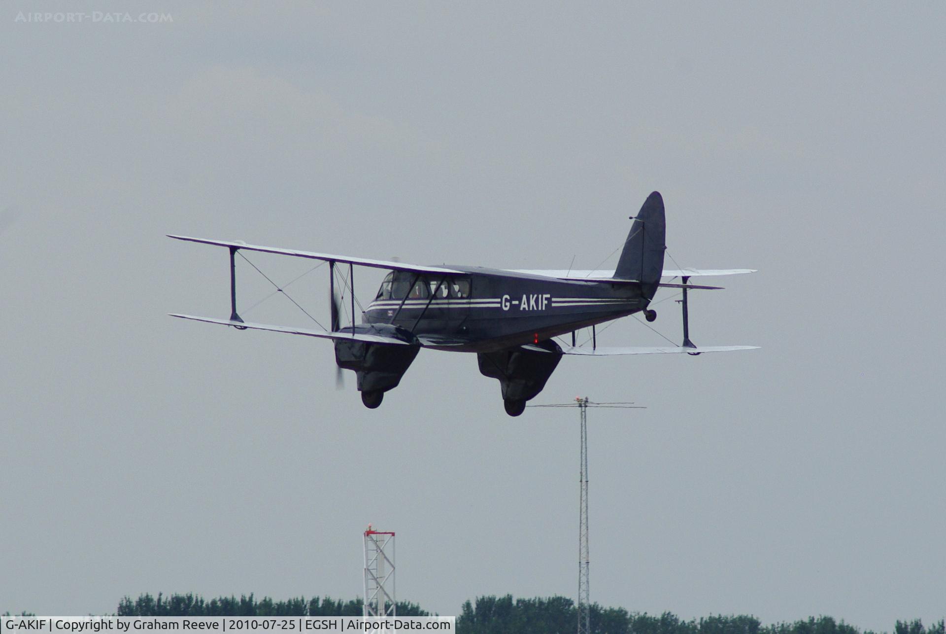 G-AKIF, 1944 De Havilland DH-89A Dominie/Dragon Rapide C/N 6838, Landing at Norwich.