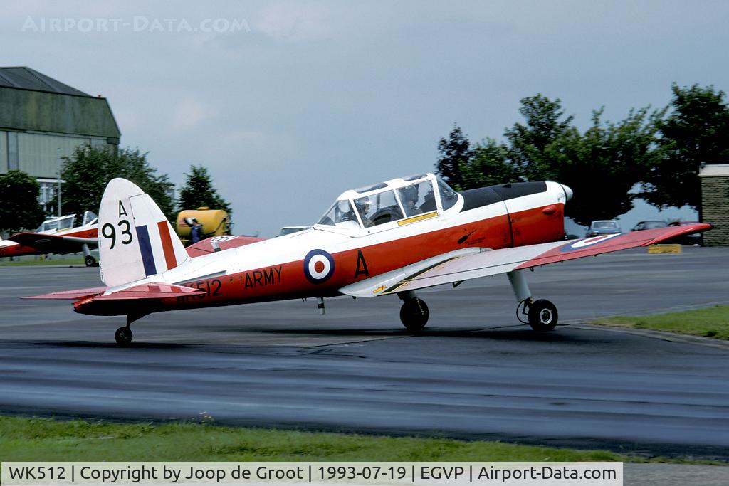 WK512, 1951 De Havilland DHC-1 Chipmunk T.10 C/N C1/0548, In 1993 the Basic Fixed Wing Flight of the AAC was still operating the Chipmunk.