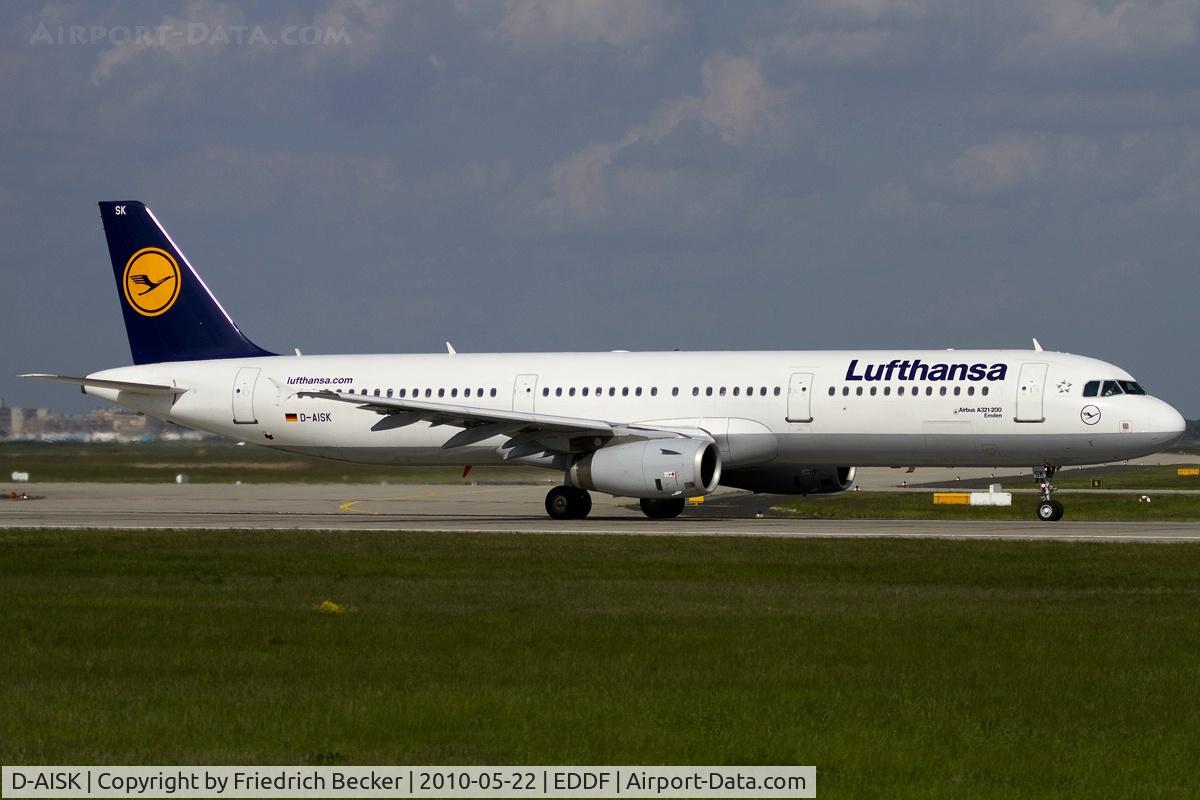D-AISK, 2008 Airbus A321-231 C/N 3387, departing via RW18W