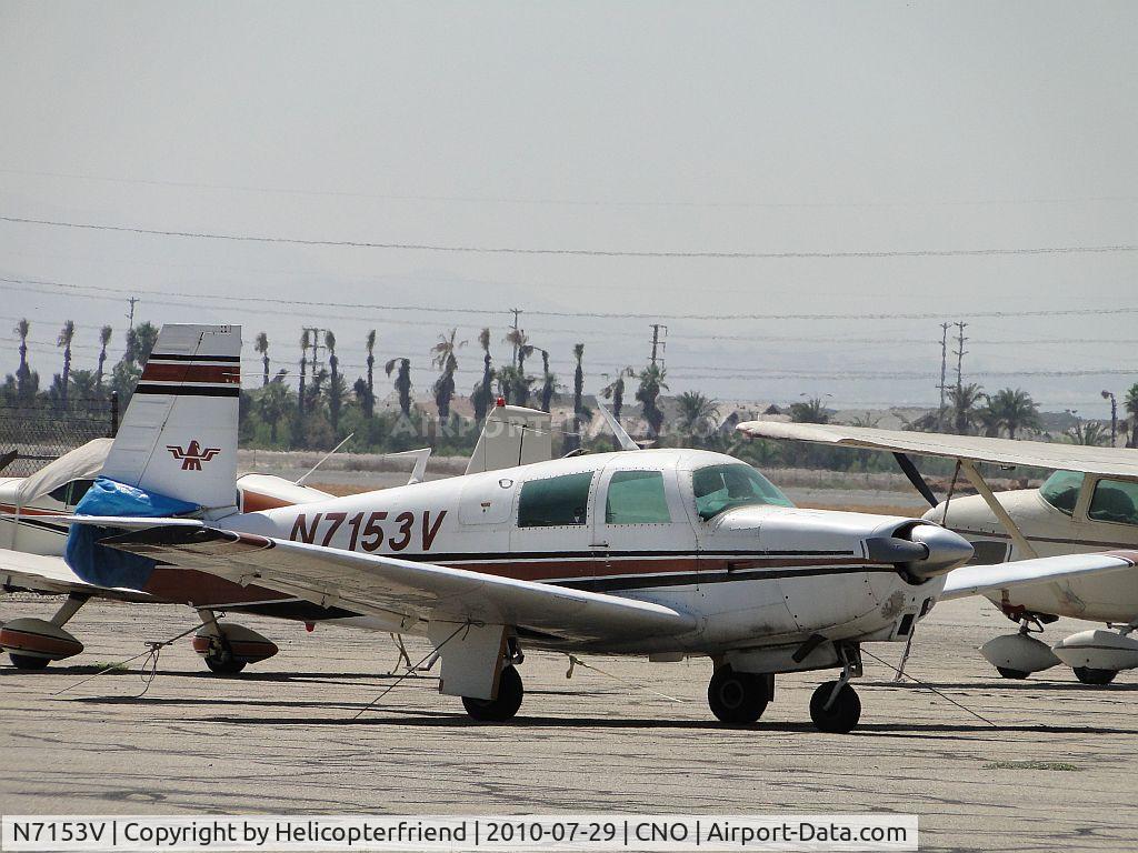 N7153V, 1974 Mooney M20C Ranger C/N 20-0040, Tied down and parked