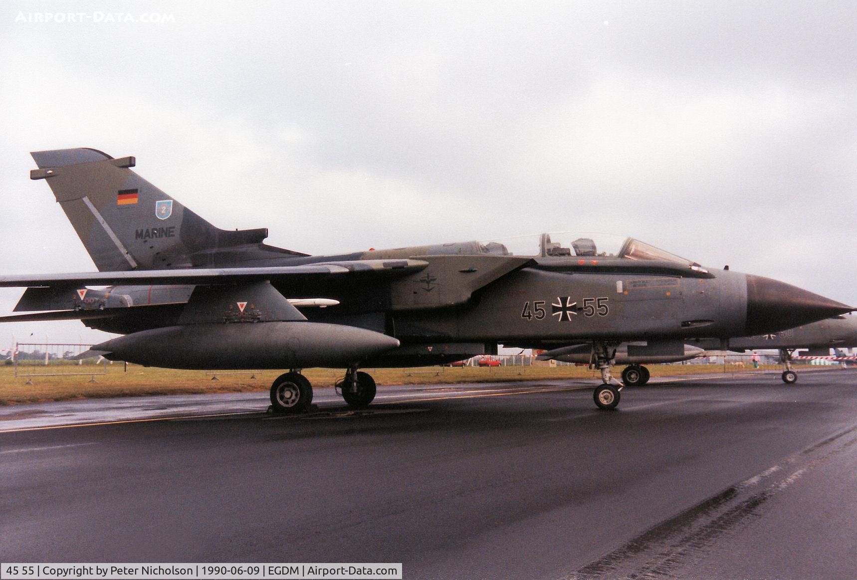 45 55, Panavia Tornado IDS C/N 642/GS203/4255, Tornado IDS, callsign German Navy 4696, of MFG-2 based at Eggebek on display at the 1990 Boscombe Down Battle of Britain 50th Anniversary Airshow.