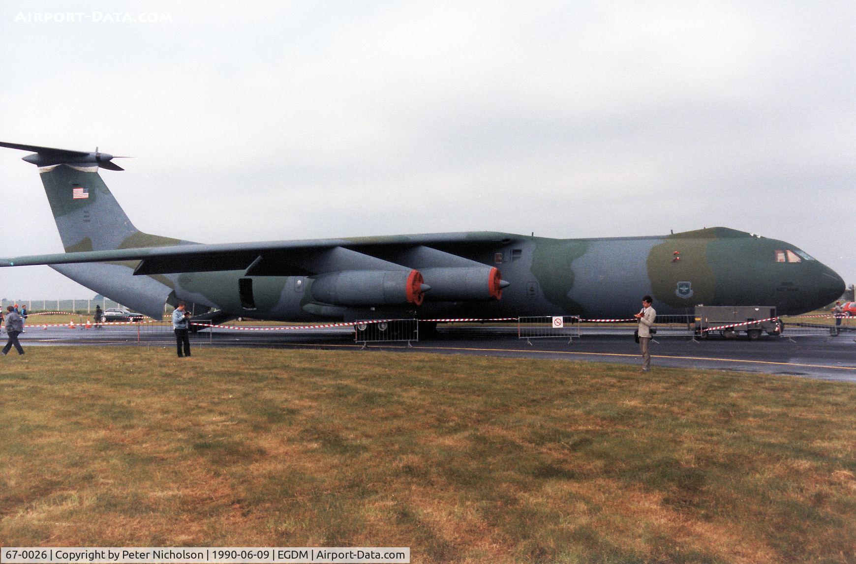 67-0026, 1967 Lockheed C-141B Starlifter C/N 300-6277, C-141B Starlifter, callsign MAC 407BD, of 437th Military Airlift Wing on display at the 1990 Boscombe Down Battle of Britain 50th Anniversary Air show.