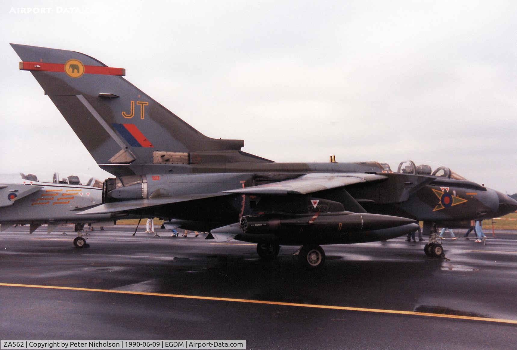ZA562, 1981 Panavia Tornado GR.1(T) C/N 085/BT021/3046, Tornado GR.1(T), callsign 8YL 51, of 27 Squadron at RAF Marham on display at the 1990 Boscombe Down Battle of Britain 50th Anniversary Airshow.