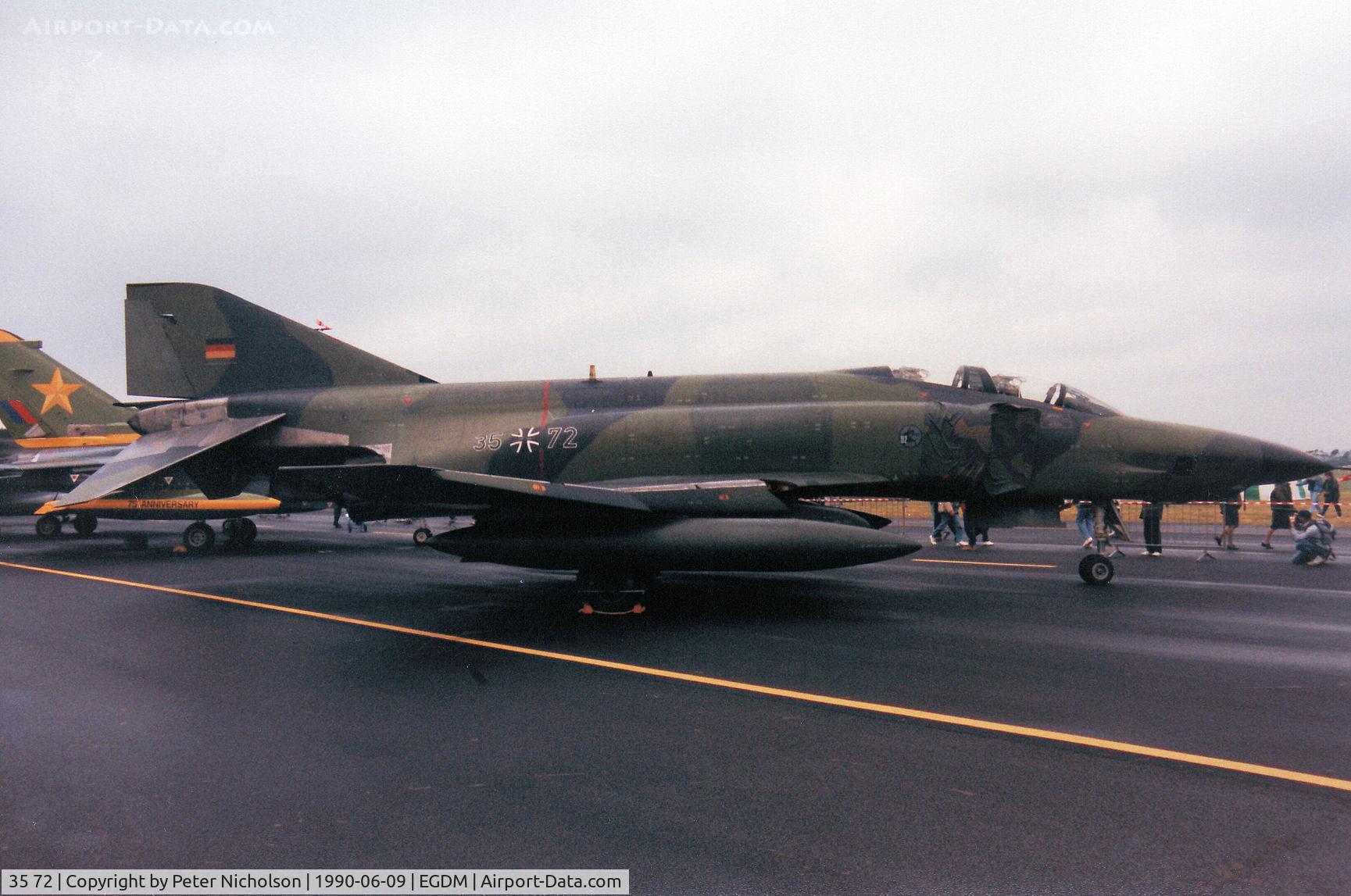35 72, 1969 McDonnell Douglas RF-4E Phantom II C/N 4164, RF-4E Phantom, callsign Embassy 3948, of AKG-52 at Leck on display at the 1990 Boscombe Down Battle of Britain 50th Anniversary Airshow.